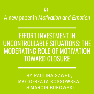 A new paper in Motivation and Emotion by Paulina Szwed and colleagues!
